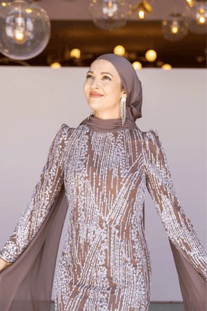 Ambra Tesettür Abiye - FioraofDress - tesettur - abiye - 44 - Kahve - hijab - evening - dress