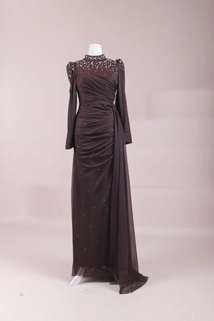 Aris Tesettür Abiye - FioraofDress - tesettur - abiye - KAHVERENGİ - 38 - hijab - evening - dress