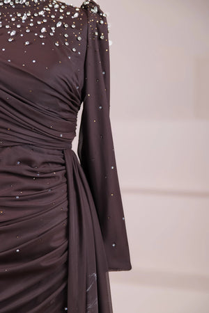 Aris Tesettür Abiye - FioraofDress - tesettur - abiye - KAHVERENGİ - 38 - hijab - evening - dress