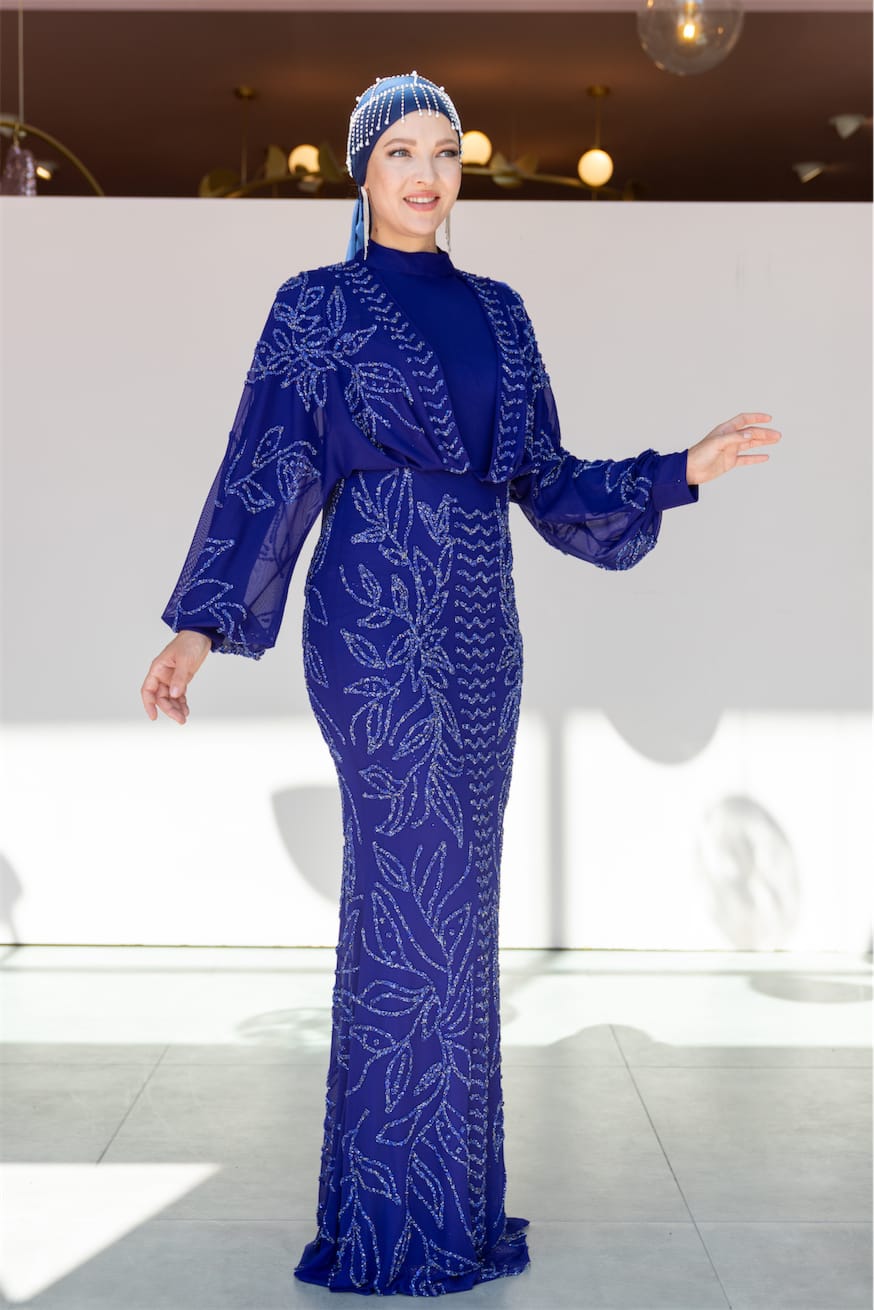 Asel Tesettür Abiye - FioraofDress - tesettur - abiye - SAX - 38 - hijab - evening - dress