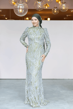 Asilen Tesettür Abiye - FioraofDress - tesettur - abiye - 44 - Yağı Yeşil - hijab - evening - dress