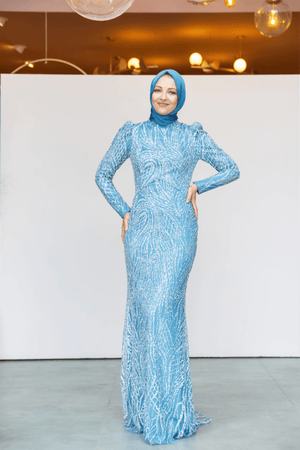 Asilen Tesettür Abiye - FioraofDress - tesettur - abiye - 44 - Mavii - hijab - evening - dress