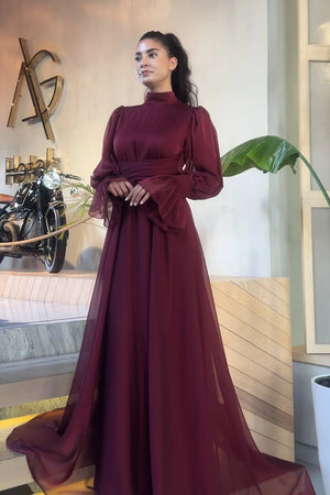 Aurora Tesettür Abiye - FioraofDress - tesettur - abiye - vişne çürüğü - 36 - hijab - evening - dress