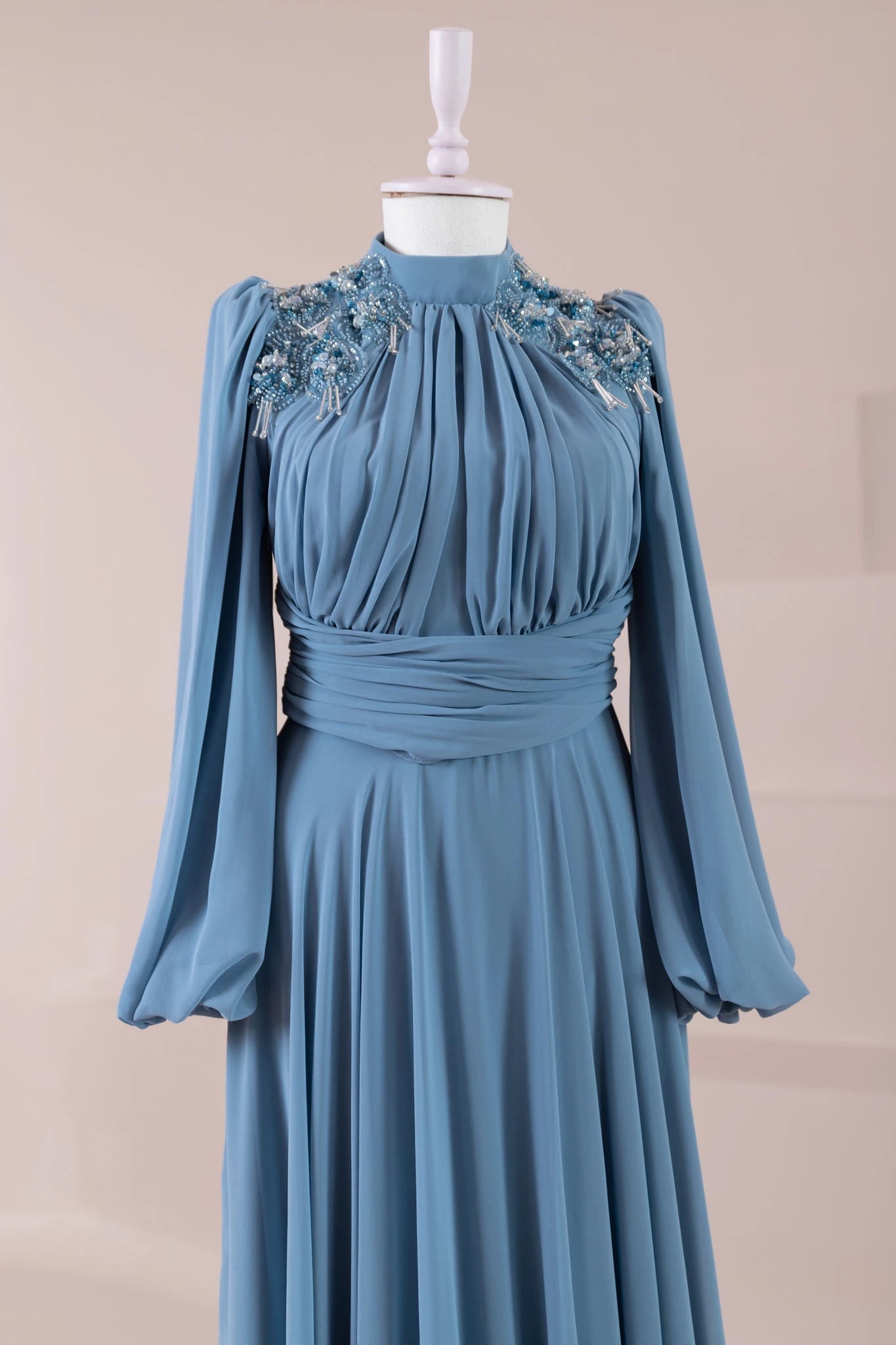 Azure Tesettür Abiye - FioraofDress - tesettur - abiye - MAVİ - 36 - hijab - evening - dress