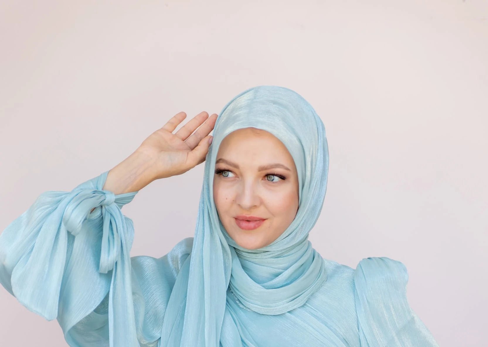 Bella İpek Dokuda Organze Şal Mint - FioraofDress - tesettur - abiye - hijab - evening - dress