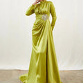 Berra Taşlı Yağ Yeşili Tesettür Abiye - FioraofDress - tesettur - abiye - 42 - YAĞ YEŞİLİ - hijab - evening - dress