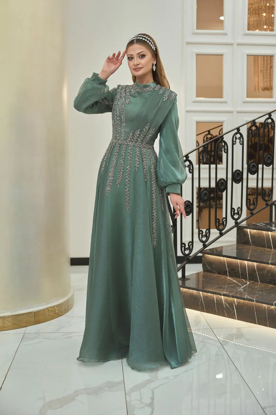 Çağla Tesettür Abiye - FioraofDress - tesettur - abiye - haki - 38 - hijab - evening - dress