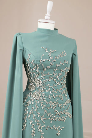 Celestia Tesettür Abiye - FioraofDress - tesettur - abiye - Çagla yeşili - 38 - hijab - evening - dress