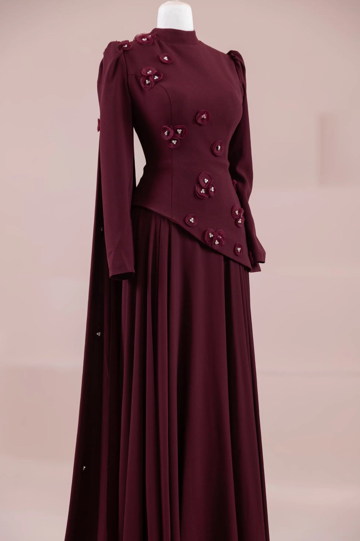 Çeliva Tesettür Abiye - FioraofDress - tesettur - abiye - BORDO - 38 - hijab - evening - dress