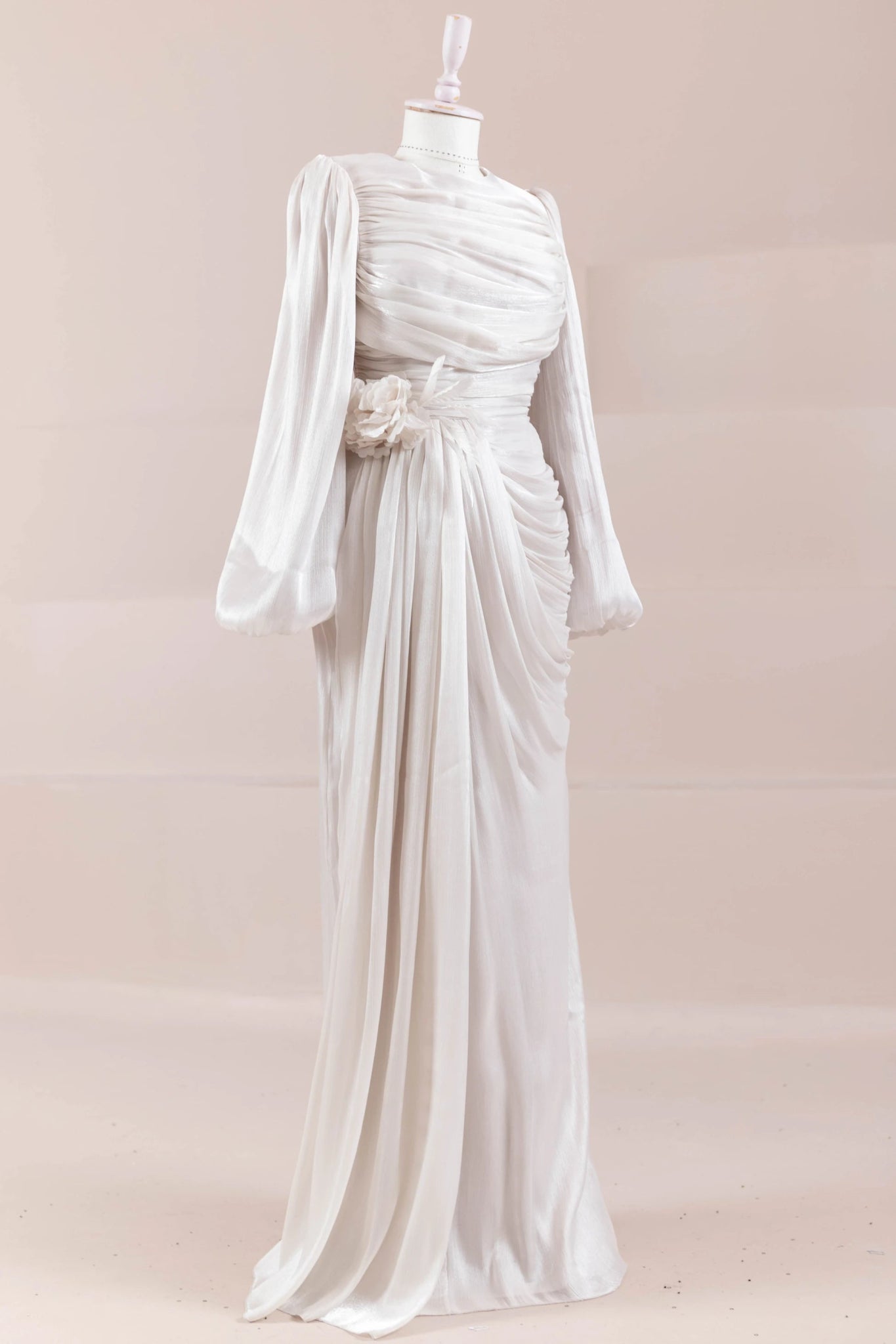 Çiçekli Lotus Tesettür Abiye - FioraofDress - tesettur - abiye - BEJ - 38 - hijab - evening - dress