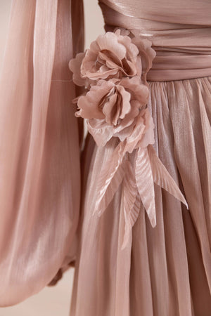 Çiçekli Lotus Tesettür Abiye - FioraofDress - tesettur - abiye - Somon - 38 - hijab - evening - dress