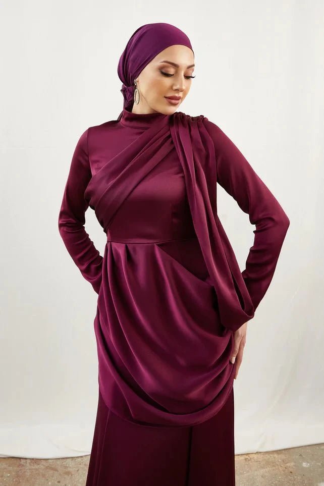 Damla Mürdüm Tesettür Abiye - FioraofDress - tesettur - abiye - 42 - Mürdüm - hijab - evening - dress
