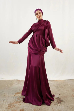 Damla Mürdüm Tesettür Abiye - FioraofDress - tesettur - abiye - 42 - Mürdüm - hijab - evening - dress