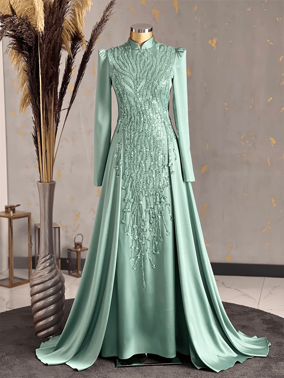 Damla Tesettür Abiye Mint - FioraofDress - tesettur - abiye - 48 - hijab - evening - dress