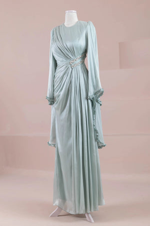 Dera Tesettür Abiye - FioraofDress - tesettur - abiye - mint yeşili - 38 - hijab - evening - dress