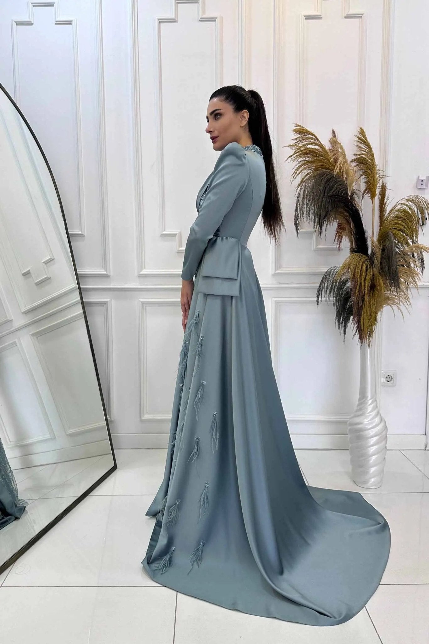 Dicle Tesettür Abiye - FioraofDress - tesettur - abiye - 48 - mint - hijab - evening - dress