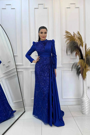 Dicle Tesettür Abiye - FioraofDress - tesettur - abiye - 48 - SAX - hijab - evening - dress