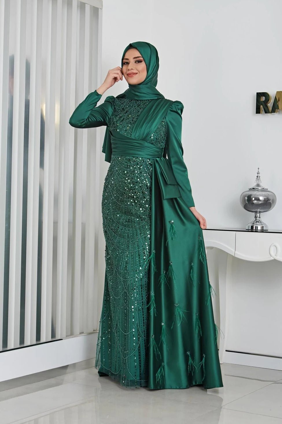 Dicle Tesettür Abiye - FioraofDress - tesettur - abiye - 48 - zümrüt - hijab - evening - dress