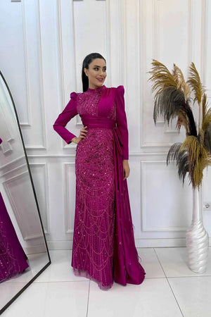 Dicle Tesettür Abiye - FioraofDress - tesettur - abiye - 48 - FUŞYA - hijab - evening - dress