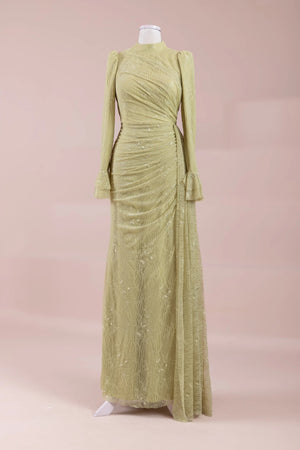 Dorey Tesettür Abiye - FioraofDress - tesettur - abiye - YAĞ YEŞİLİ - 38 - hijab - evening - dress