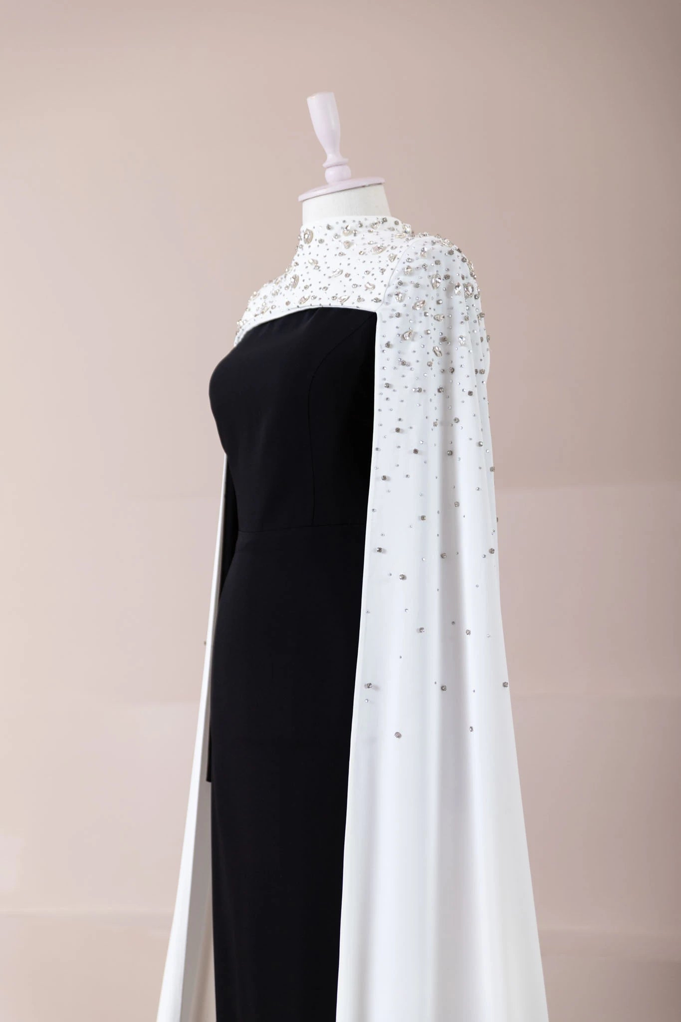 Düşes Tesettür Abiye - FioraofDress - tesettur - abiye - Siyah Beyaz - 36 - hijab - evening - dress