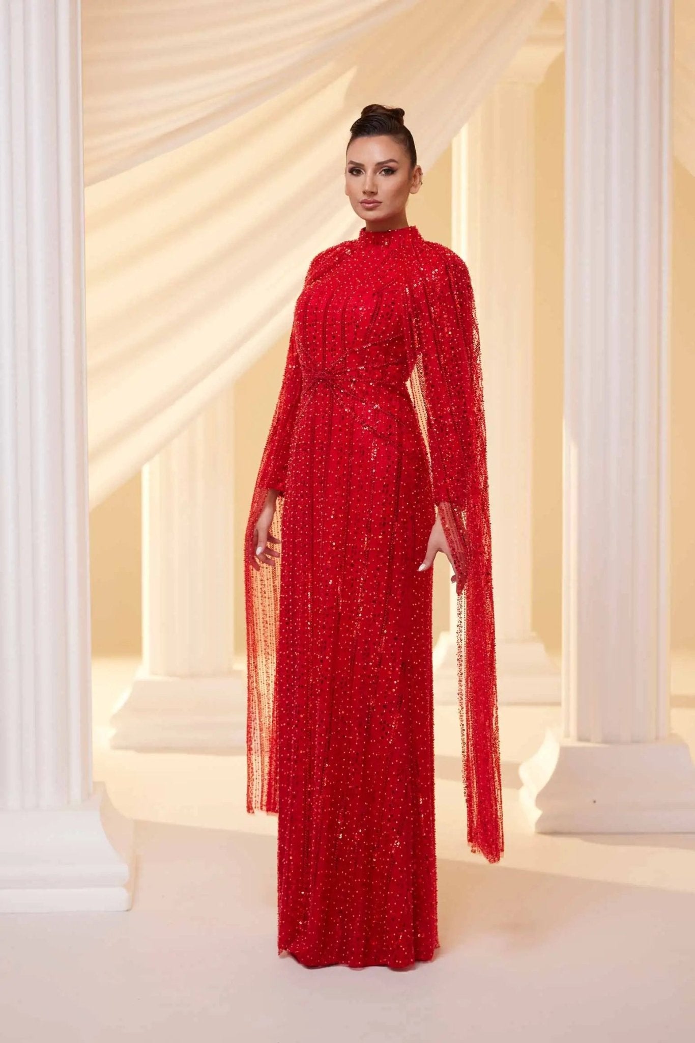 Efsun Tesettür Abiye - FioraofDress - tesettur - abiye - Kırmızı - 38 - hijab - evening - dress