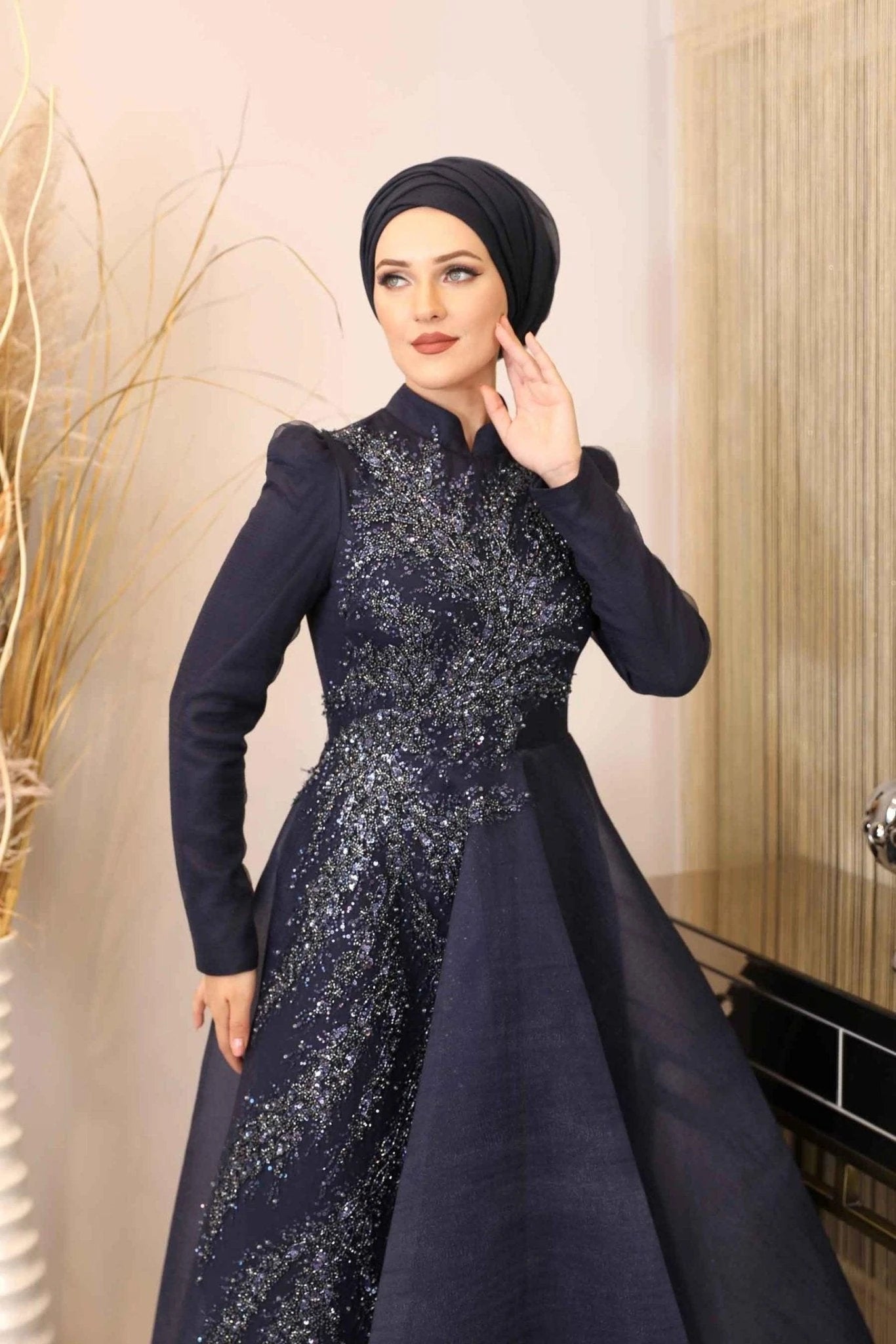 Efsun Tesettür Abiye - FioraofDress - tesettur - abiye - 54 - lacivert - hijab - evening - dress