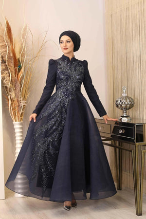 Efsun Tesettür Abiye - FioraofDress - tesettur - abiye - 54 - lacivert - hijab - evening - dress