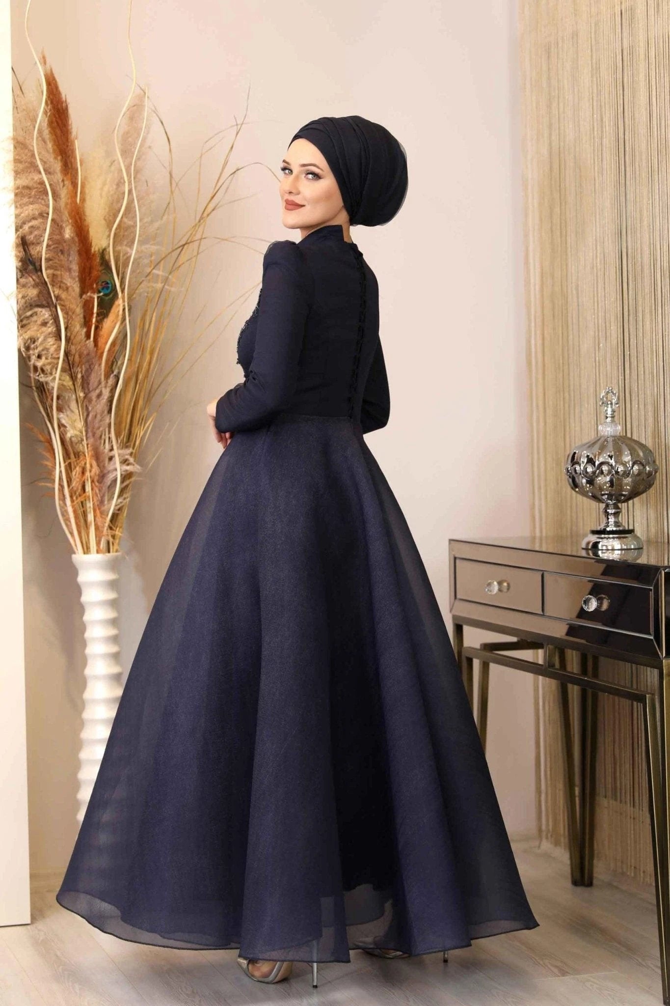 Efsun Tesettür Abiye - FioraofDress - tesettur - abiye - 54 - lacivert - hijab - evening - dress