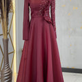 Ela Tesettür Abiye Bordo - FioraofDress - tesettur - abiye - 48 - hijab - evening - dress