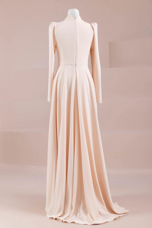 Elise Tesettür Abiye - FioraofDress - tesettur - abiye - somon beyaz - 38 - hijab - evening - dress