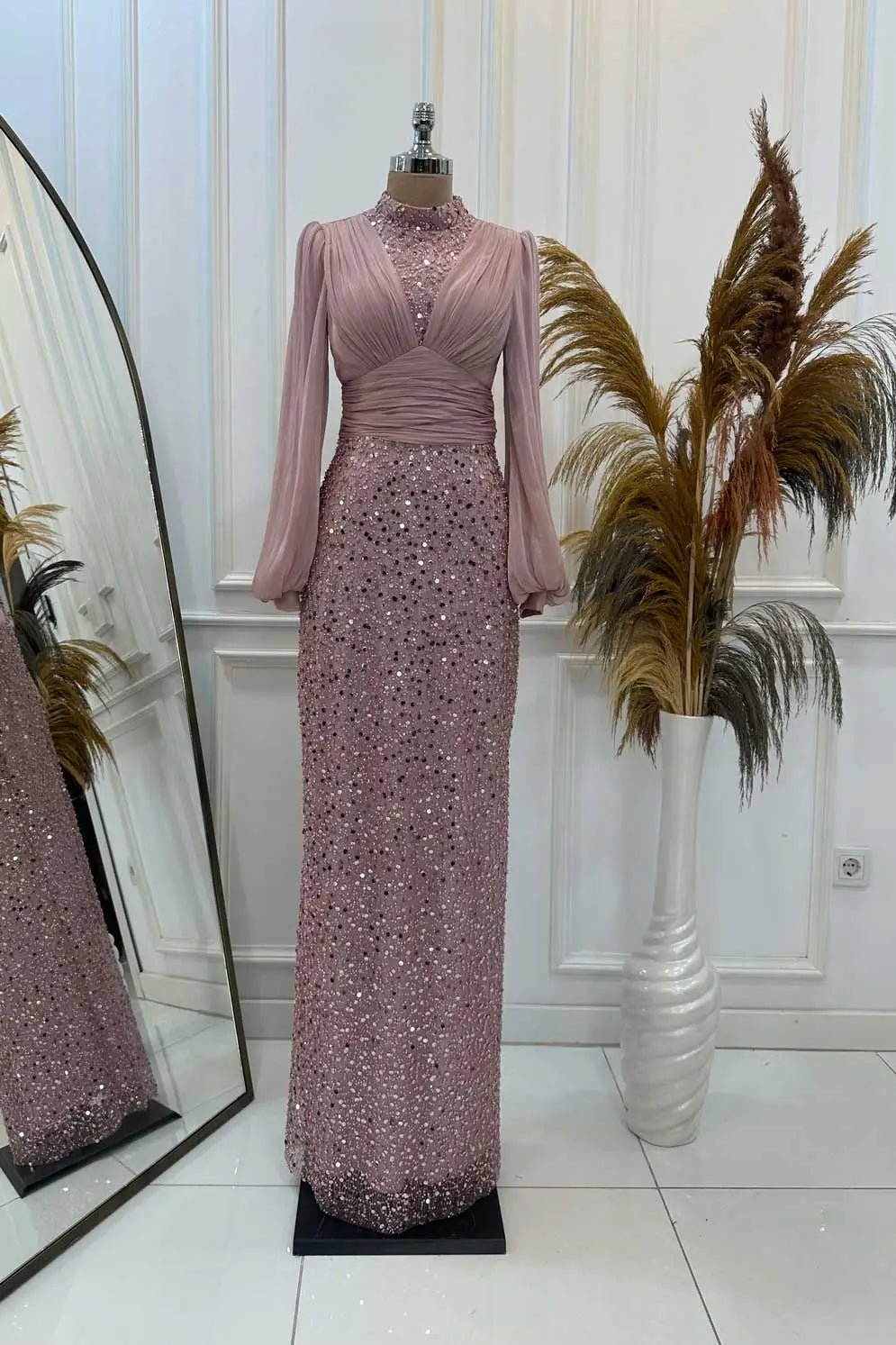 Ella Tesettür Abiye - FioraofDress - tesettur - abiye - Pudra - 38 - hijab - evening - dress