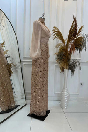 Ella Tesettür Abiye - FioraofDress - tesettur - abiye - rose - 38 - hijab - evening - dress