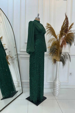 Ella Tesettür Abiye - FioraofDress - tesettur - abiye - zümrüt - 38 - hijab - evening - dress