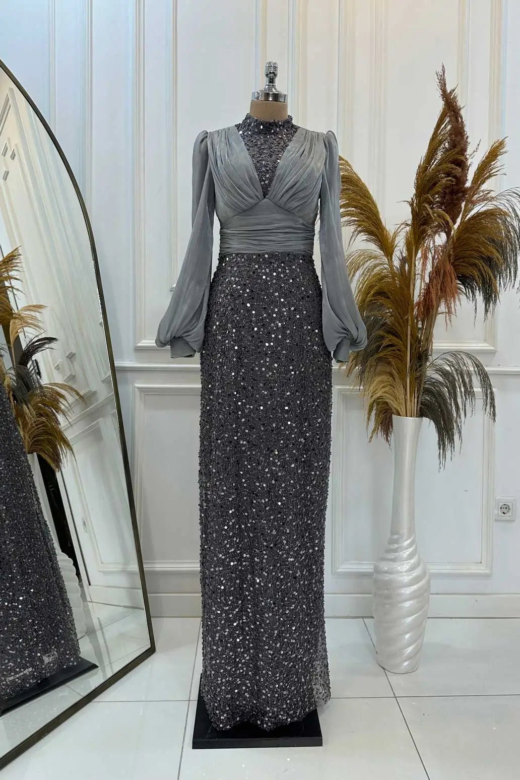 Ella Tesettür Abiye - FioraofDress - tesettur - abiye - Antrasit - 38 - hijab - evening - dress