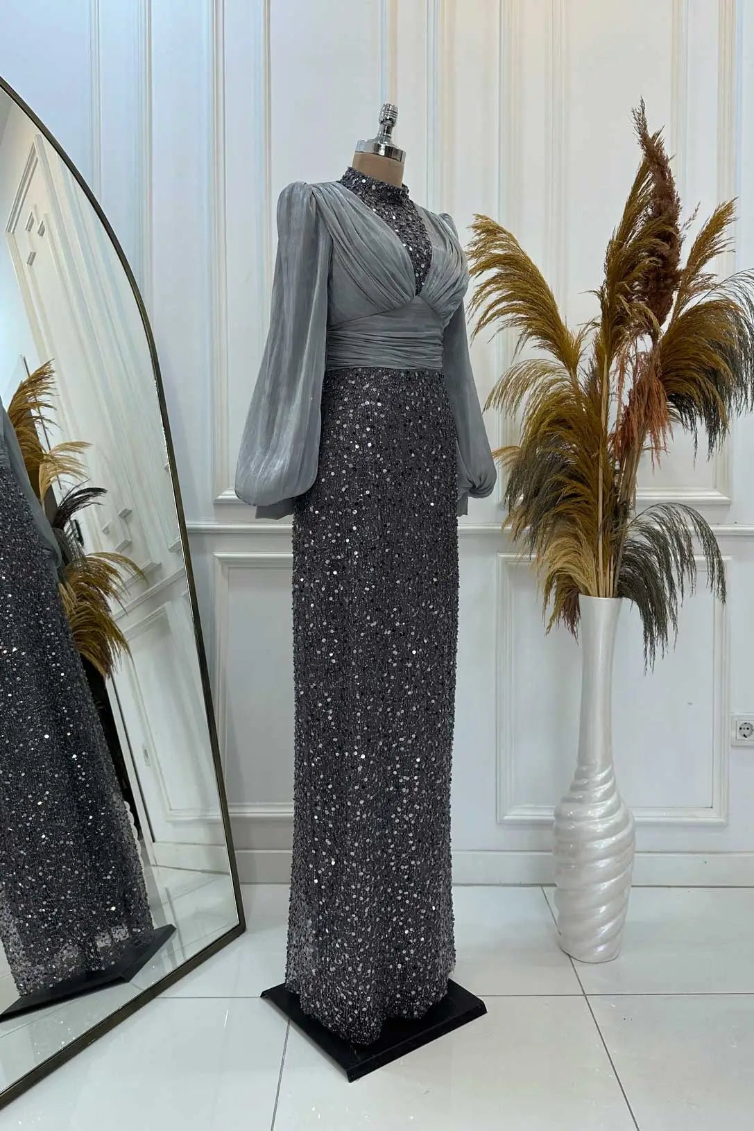 Ella Tesettür Abiye - FioraofDress - tesettur - abiye - Antrasit - 38 - hijab - evening - dress