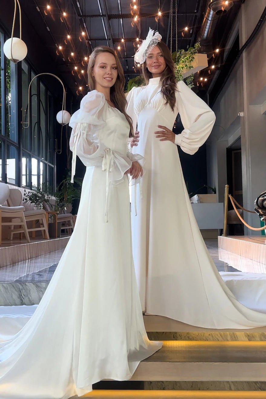 Elora - FioraofDress - tesettur - abiye - tül kol beyaz - 36 - hijab - evening - dress