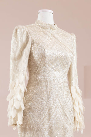 Elyse Tesettür Abiye - FioraofDress - tesettur - abiye - krem - 38 - hijab - evening - dress