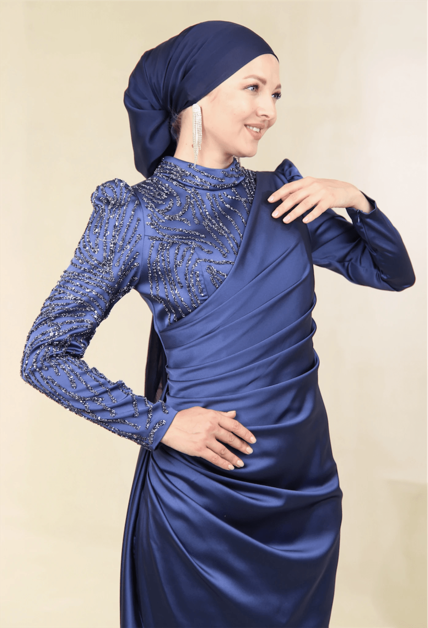 Ester Tesettür Abiye - FioraofDress - tesettur - abiye - 44 - İndigo - hijab - evening - dress