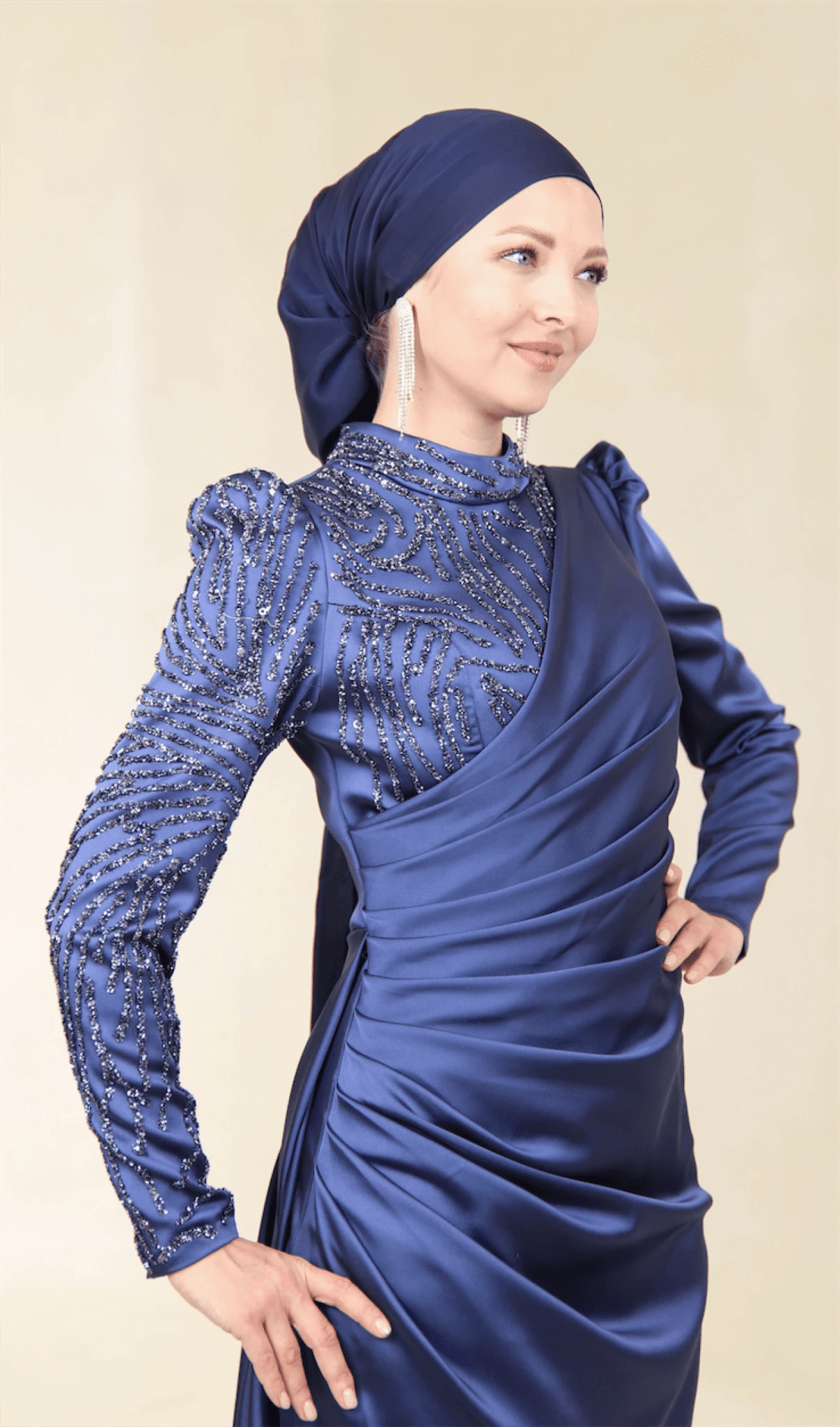 Ester Tesettür Abiye - FioraofDress - tesettur - abiye - 44 - İndigo - hijab - evening - dress