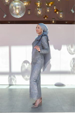 Farilya Tesettür Abiye - FioraofDress - tesettur - abiye - 46 - gri - hijab - evening - dress