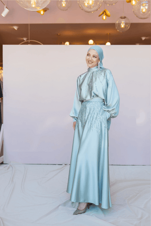 Fiona Tesettür Takım - FioraofDress - tesettur - abiye - 44 - Su Yeşili - hijab - evening - dress