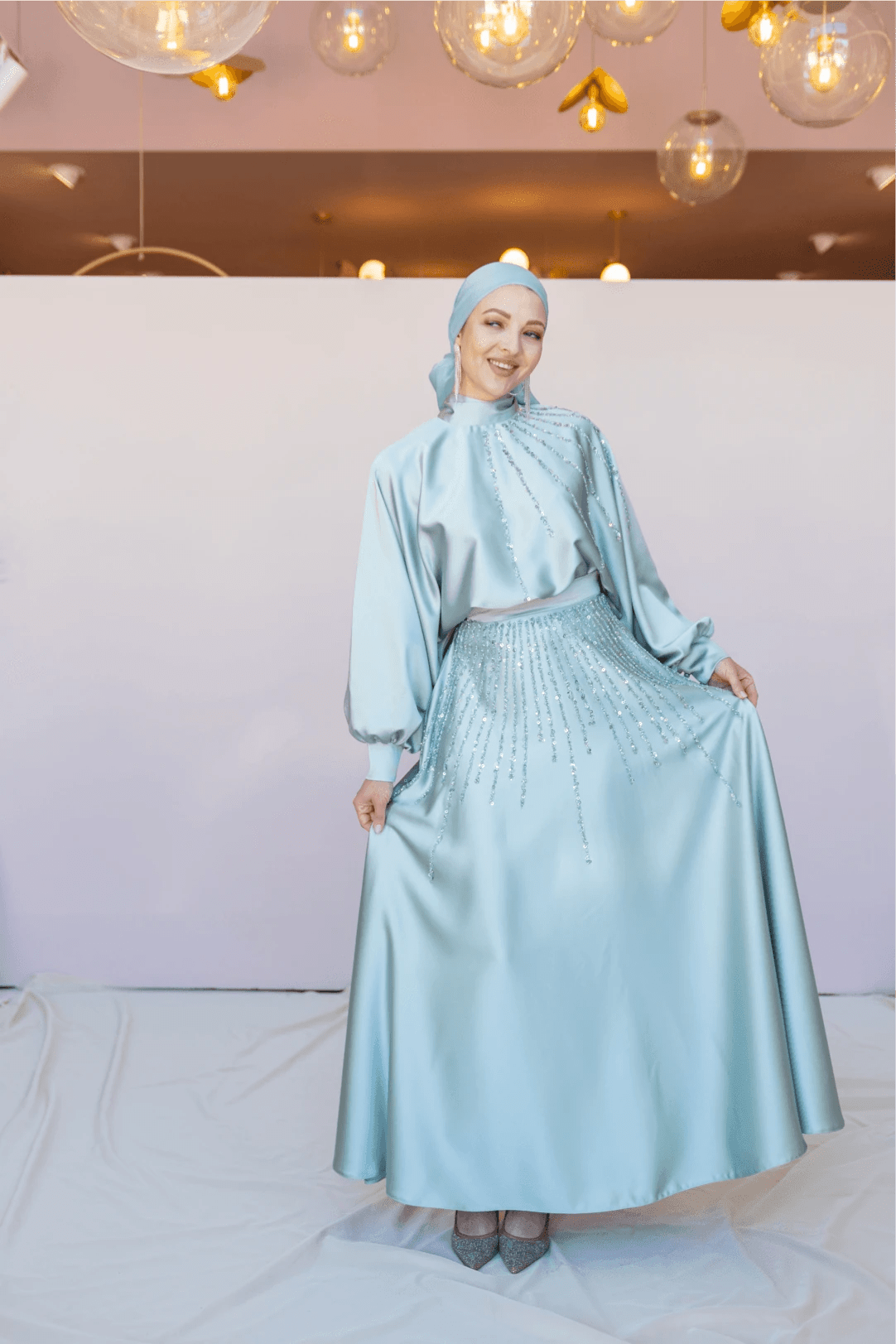Fiona Tesettür Takım - FioraofDress - tesettur - abiye - 44 - Su Yeşili - hijab - evening - dress