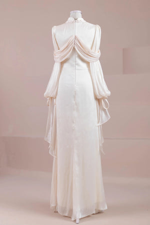 Galadriel Tesettür Abiye - FioraofDress - tesettur - abiye - Ekru - 38 - hijab - evening - dress