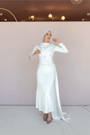 Glorinda Tesettür Abiye - FioraofDress - tesettur - abiye - 44 - Beyaz - hijab - evening - dress