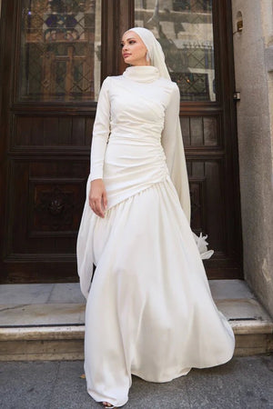 Gökçe Tesettür Abiye - FioraofDress - tesettur - abiye - Ekru - 34 - hijab - evening - dress