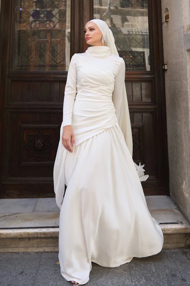 Gökçe Tesettür Abiye - FioraofDress - tesettur - abiye - Ekru - 34 - hijab - evening - dress