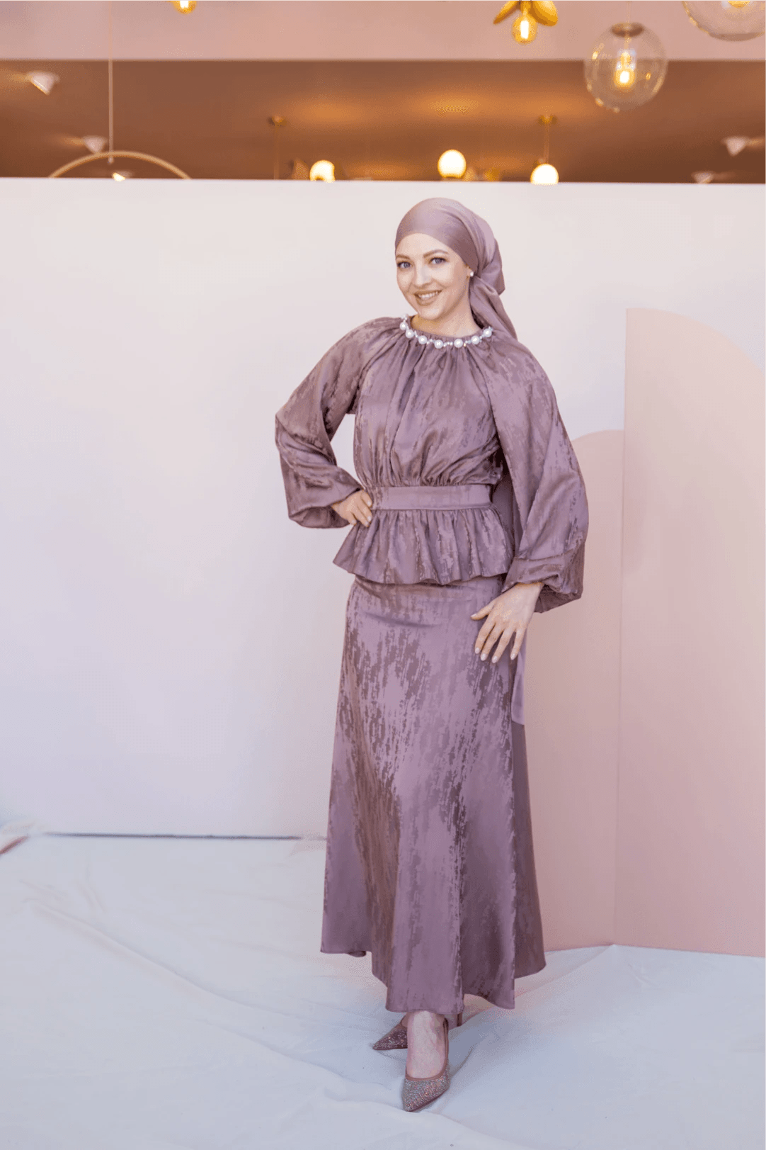 Grazia Tesettür Takım - FioraofDress - tesettur - abiye - 44 - Pudra - hijab - evening - dress