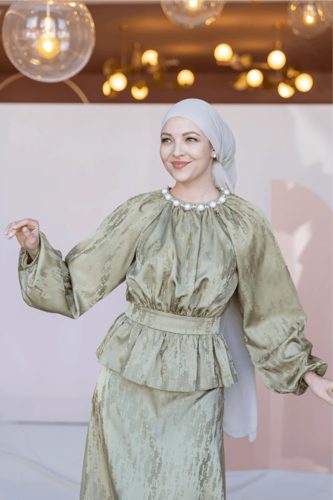 Grazia Tesettür Takım - FioraofDress - tesettur - abiye - 44 - Yağ Yeşili - hijab - evening - dress