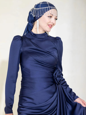 Gül Detay Tesettür Abiye - FioraofDress - tesettur - abiye - 44 - lacivert - hijab - evening - dress